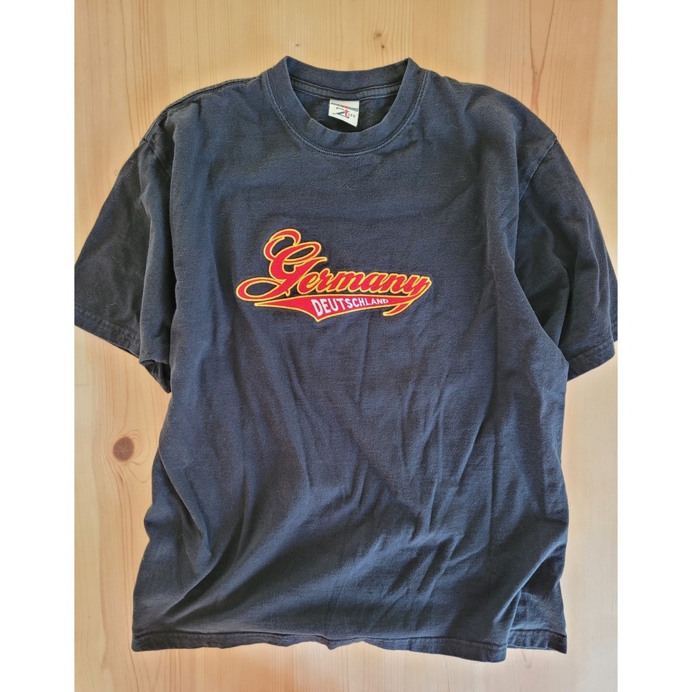 Vintage Jerzees Germany Deutschland Shirt Mens Medium Black Tshirt